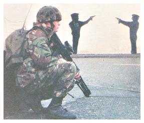2 R IRISH Op BANNER 1990, on patrol in Newry